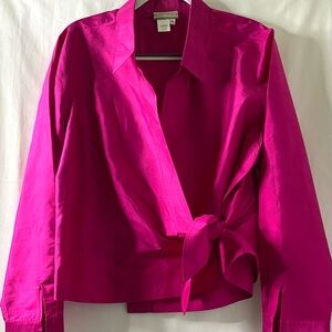 100% Silk Corpcore Office Coldwater Creek Fuchsia Blouse